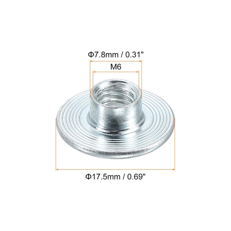 uxcell M6 T-Nuts, 12pcs Carbon Steel Tee Nut Round Base