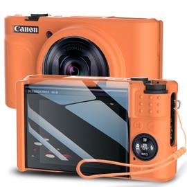 TUOOUT Silicone Case for PowerShot SX740/ SX730 Digital Camera with with Removable Lens Cover and Screen Protector and a Lanyard for PowerShot SX740/ SX730 Accessories -(Orange)