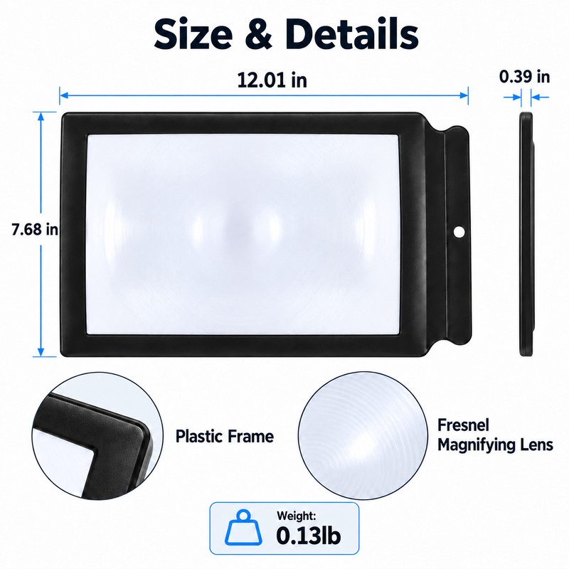 Large Full Page Magnifying Glass for Reading, Lightweight Handheld Reading
