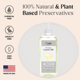 C CARE Fragrance-Free Cuticle Oil For Nails - Repairs Cuticles Overnight - Moisturizes and Strengthens Nails and Cuticles - 8 oz
