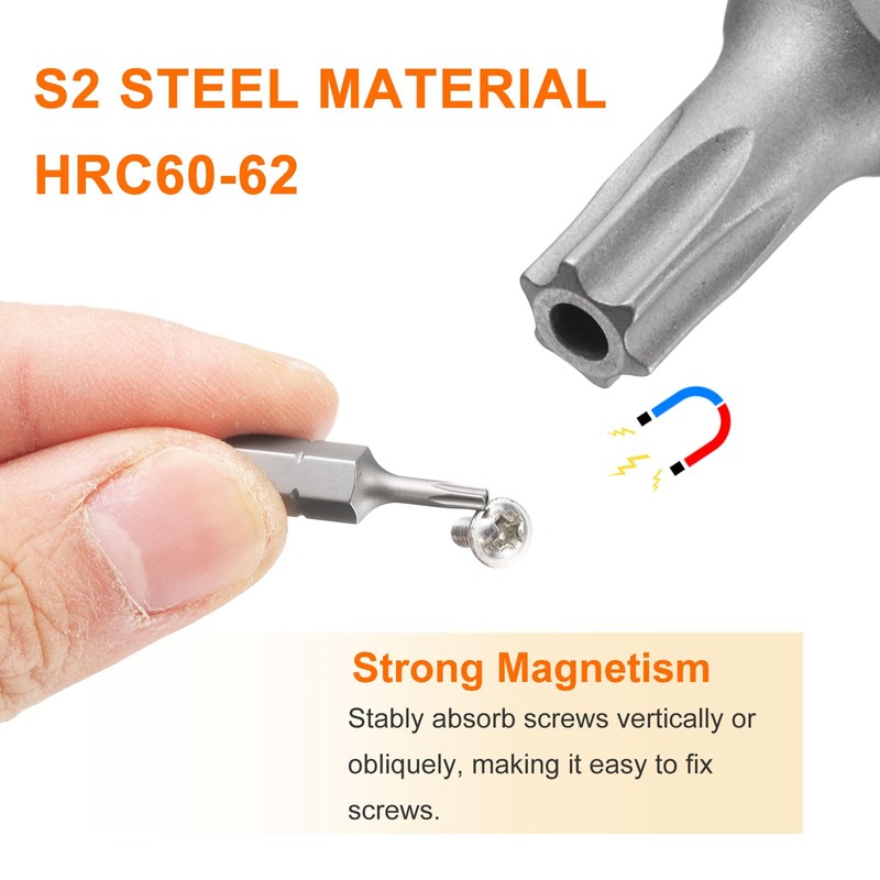 sourcing map 2pcs T25H Torx Screwdriver Bit 1/4" Hex Shank