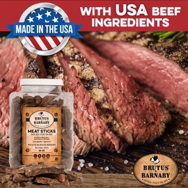 BRUTUS & BARNABY Beef Meat Sticks for Dogs - Thick & Hearty Beef Liver & Lung Dog Treat Made in USA - Protein Packed, Crunchy, Healthy Dog Treats - Grain Free, Rawhide Free, No Additives
