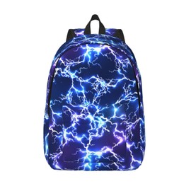 GVGOAGL Cool School Backpack for Girls Boys Women Lightweight Canvas Bookbag Casual Laptop Daypack for Travel Outdoor Camping, Cool Blue Purple Lightning, Large, Daypack Backpacks