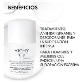 Antitranspirante Vichy 48h Roll On Piel Sensible 50 Ml Fragancia Neutro