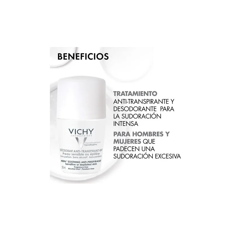 Antitranspirante Vichy 48h Roll On Piel Sensible 50 Ml Fragancia