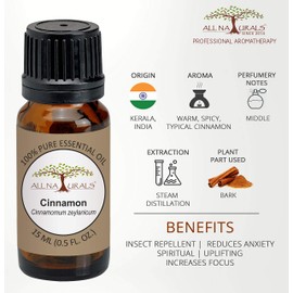 All Naturals Cinnamon Essential Oil (India) 100% Pure Undiluted Therapeutic Grade - 10Ml