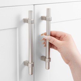 ASKANO 10 Pack 5 Inch Hole Centers, Brushed Nickel Cabinet Pulls Satin Nickel Cabinet Handles Silver Kitchen Hardware for Cabinets AP1310 Drawers Dresser Cupboard Bedroom Bathroom Vanity Closet