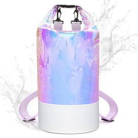 jetmast Waterproof Dry Bag Backpack - PVC Beach Swimming Sports Barrel Bag, Iridescent Shimmery Crossbody Shoulder Pack, Leakproof for Pool, Kayak, Boating, Outdoor Water Activities (20L)