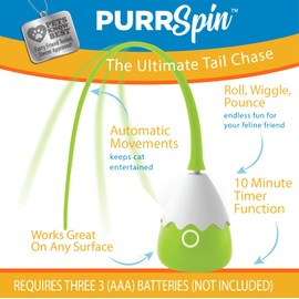 Pets Know Best PurrSpin Interactive Tail Chase Cat Toy- Unpredictable Movements, Automatic Timer, Multi-Speed for Active Play- Suits All Floor Types- Ultimate Cat Entertainment