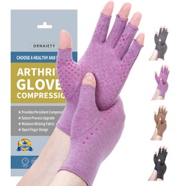 DRNAIETY Compression Gloves- Arthritis Gloves for Men & Women Hand Pain, Rheumatoid, Swelling, Carpal Tunnel Pain, Tendonitis, Anti-Slip Fingerless for Typing Daily Work(XL, Purple)