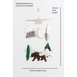 Bear and Mountain Mobile, Woodland Bear Mobile, Neutral Mobile, Wilderness Mobile, Mountain Mobile, Baby Felt Mobile