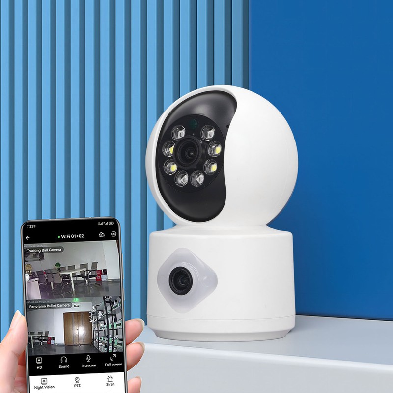 Home Security Camera 2MP Dual Lens Night Vision Remote Control