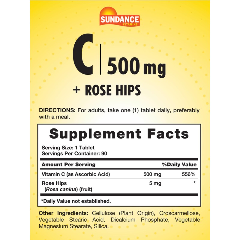 Sundance Vitamin C with Rose HIPS | 500mg | 90