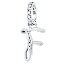 GLOWDAS Letter Charms Initials A to Z Necklace Pendant, 925 Sterling Silver Alphabet Beads and Ampersand & Charm Fit European DIY Bracelet, Gifts for First Mother's Day/Christmas, Sterling Silver