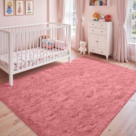 FVVRAX Fluffy High Pile Rug, 90 x 150 cm, Blush, Extra Soft Shaggy Rug, Non-Slip for Living Room, Bedroom, Cuddly Floor Rug for Children, Pets