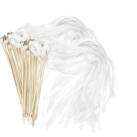 Wedding Wands, 30 Stück Stäbe mit Glocke und Hochzeitsbändern, Zauberstäbe Hochzeit Luftschlangen, Luftschlangen Werden für Hochzeiten Geburtstage Partys Feiertagsfeiern Verwendet