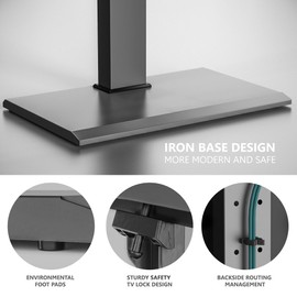 FITUEYES Iron Base Universal Floor TV Stand with Swivel Mount Space Saving for 26-65 Inch LED LCD OLED Plasma Flat Panel or Curved Screen TVs Height Adjustable Wire Management (Morandi)