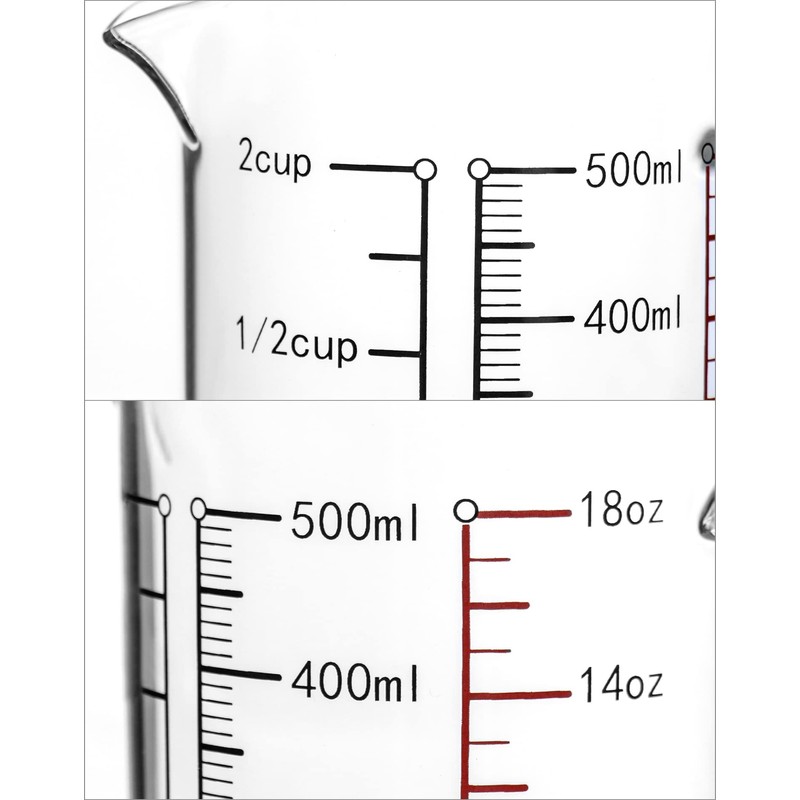 QWORK Glass Measuring Cup, 2 Pack 500ML (18 Oz, 2