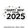 4 x Small 50mm 'Happy New Year 2025' Permanent Sticker