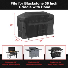 USATURE Griddle Cover Heavyduty 600D Compatible with 5482 Blackstone 36 inches Griddle with Hood, Water Resistant Weather Resistant Flat Top Gas Grill Cover