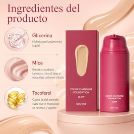 Base de Maquillaje, Base de Maquillaje Cambiante de Temperatura, Base Semimate, Base Impecable Ligera de larga duración, Para toda piel, Resistente al