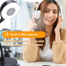 5MP Webcam for PC, AF Auto Focus Webcam with Fill Light, Built in Microphone, Touch Control, Plug & Play, USB Web Camera with Bendable Rod for Live Streaming