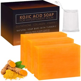 Kojic Acid Soap, Turmeric Soap Piece Vitamin C Soap Piece for Cleansing and Skin Care of Face Body, Hyperpigmentation, Remove Dark Spots, Brightening Moisturising (Turmeric)