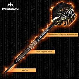 Mission | Horus Darts | Black & Bronze | Electro | 97.5% Tungsten | Steel Tip Darts Set | Available in Multiple Weights. (25, Grams)