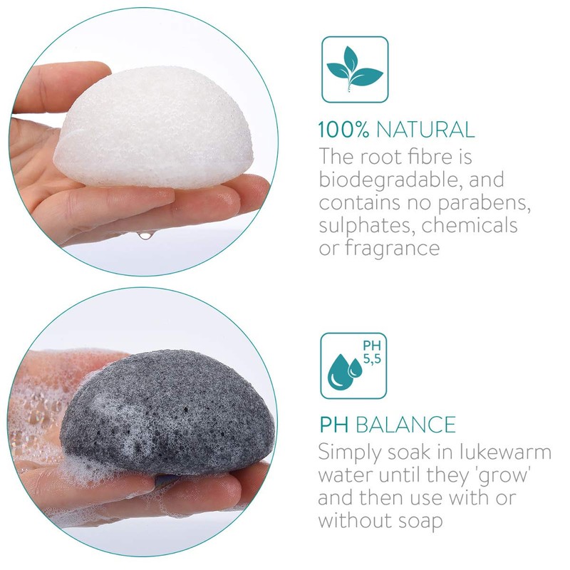 Navaris 8 x Konjac Sponge Set - Face Sponge Cleaning