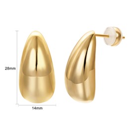 Airokiy Teardrop Chunky Gold Hoop Earrings for Women 14k Gold Plated Dangle Ohrstecker Dupes Earring