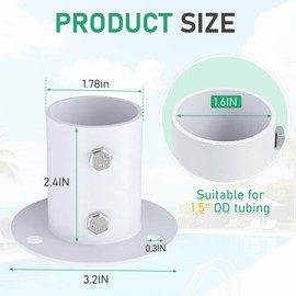 RUB0B0SHOP 304 Stainless Steel Deck Anchor Flange(White),Suitable for 1.5" OD tubing,for Pool Ladder Brackets Stainless Steel Above Ground Pool Accessories Pool Deck Flanges(1 Pack)
