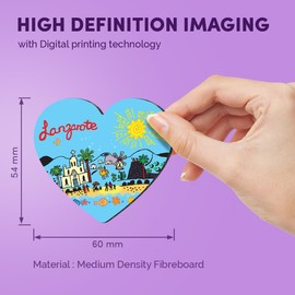 1x Heart MDF Magnet 6cm - Lanzarote Canary Islands Holiday Travel - Fridge Locker Office Whiteboard Toolbox #58850