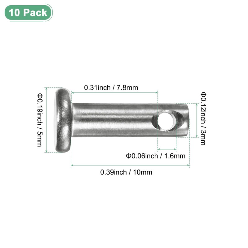 M METERXITY 10-Pack Single Hole Clevis Pins, M3 x 10mm