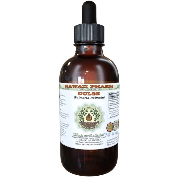 Dulse Alcohol-Free Liquid Extract, Dulse (Palmaria Palmata) Dried Leaf Glycerite Hawaii Pharm Natural Herbal Supplement 2 oz