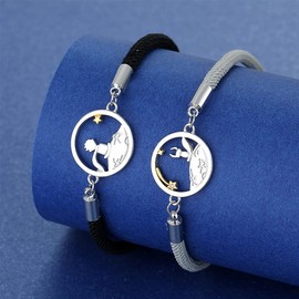 2 PCS Matching Bracelets for Couples, The Little Prince and The Fox Bracelets, His And Her Long Distance Relationship Bracelets, Birthday Christmas Gifts for Men, Women, Boyfriend, Girlfriend