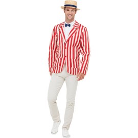 Smiffys 20s Barber Shop Costume, Red & Cream with Jacket, Hat & Bow Tie, 1920's Razzle Fancy Dress, 1920s Dress Up Costumes Halloween