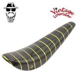Vintage Lowrider NEW! Original 20" Lowrider Banana Seat Sparkle W/Silver Strips In 9 Colors. - Black/Gold Stripe