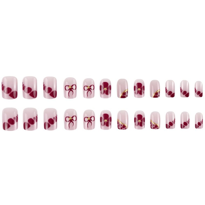 24 Pcs Pink Press on Nails Short Square Nail Tips,YEFIUO