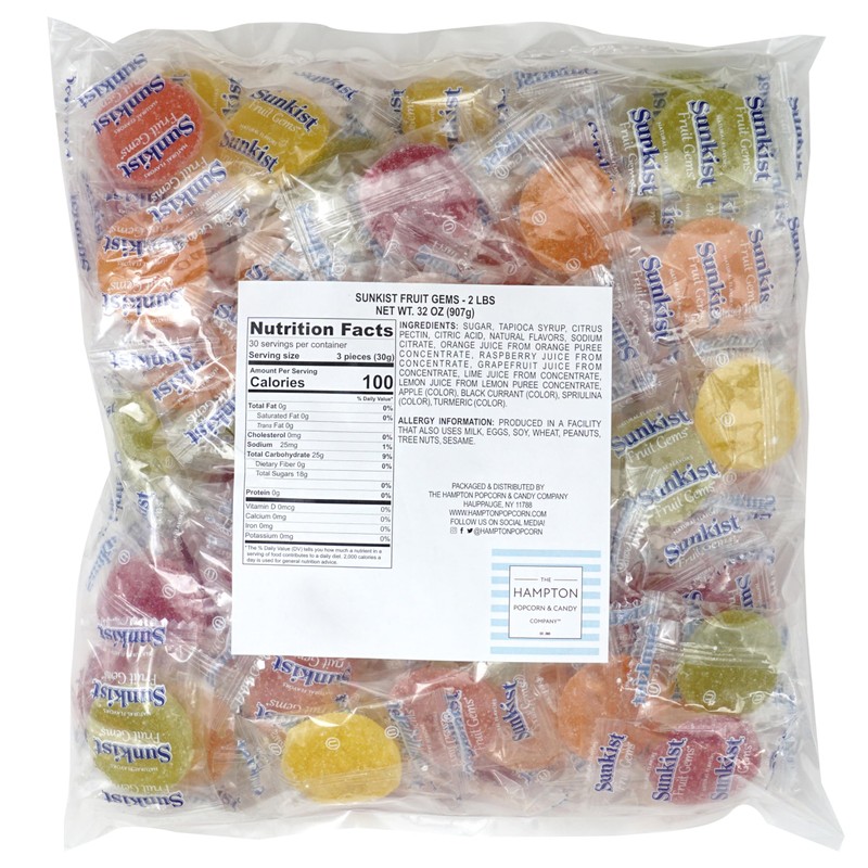 Fruit Gems, 2 Pound Bulk Bag, Fruit Gems, Soft Candy