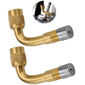 2Pcs Tire Valve Extension 90 Degree Motorcycle Valve Extension Brass Adaptor Valve Stem Adapter Bike Adapter Set for Passenger Cars Stroller Bicycles Motorcycles Trailers