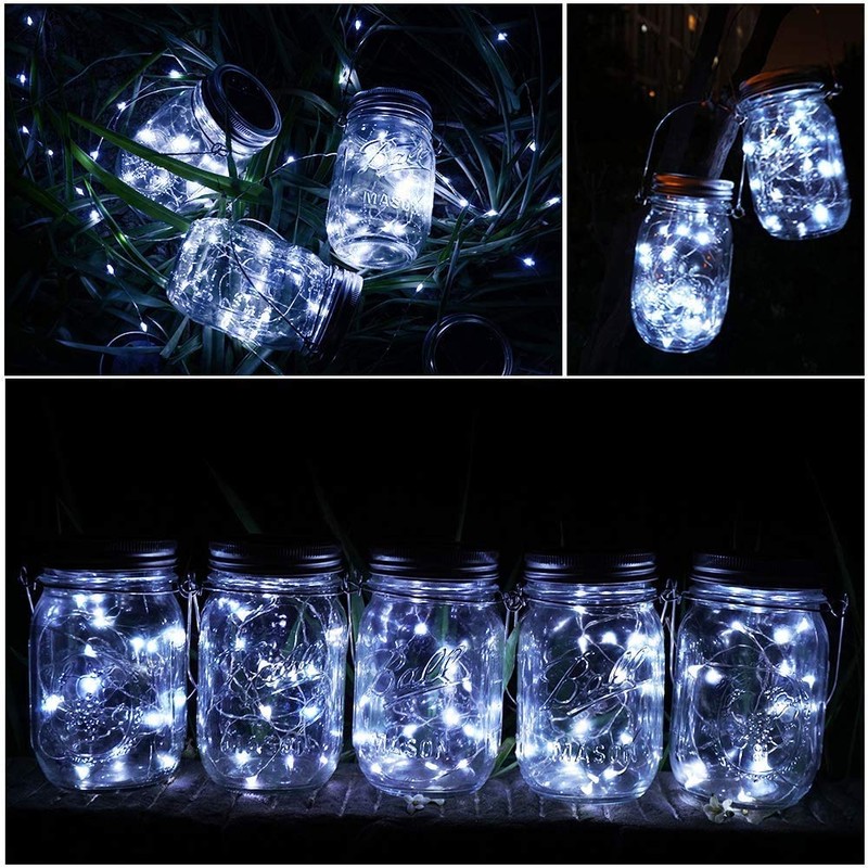 SunKite Solar Mason Jar Lights, 12 Pack 30 LED Waterproof