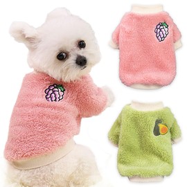 2 Pieces Dog Sweater for Small Dogs XXS Dog Clothes Winter Warm Puppy Sweater Fleece Chihuahua Sweater Cute Style Dog Clothes Thick Pet Clothing Chihuahua Clothes (XX-Small)