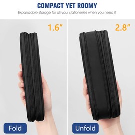 FINPAC Expandable Pencil Case, Large Capacity Pencil Box, Pen & Marker Storage Pouch Stationery Organizer for Men Women Outdoors, Pen Bag Office Supply, Don't Touch