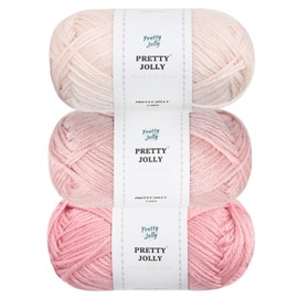 Pretty Jolly 3 Skeins Soft Wool Yarn Glossy Wool Blend Yarn for Crochet Knitting Sport Weight Yarn for DIY Craft(3×50g/3×100m)(Pink Department)