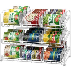 Simple Houseware 3-Tier Stackable Can Organizer Rack Hold 36 Cans, White