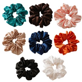 AWAVM 7Pcs Large Satin & Silk Scrunchies Set - Extra-Wide Hair Ties for Thick Hair, No Breakage Silk Hair Accessories for Women Girls (Color Pack)