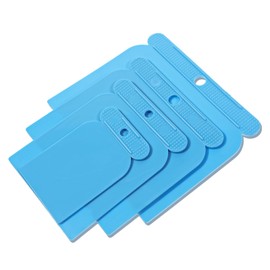 Body Filler Spreader Set, 4 Piece Plastic Automotive Body Fillers 2, 3, 4, 5 inches Auto Bodys Spreader Car Bodys Maintenance for Applying Fillers, Putties, Glazes, Caulks and Paint (Blue)