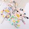 Animals Beaded Silicone Bracelet Wristlet Keychain, Cat Dog Elephant Lamb