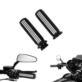 HDBUBALUS 1" Electronic Throttle Defiance Handlebar Grips 25mm Hand Grips Fit for Harley Touring Street Glide Road King Road Glide Electra Glide (#2 Black&Chrome)