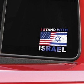 I Stand with Israel Vinyl Decal Stickers - for Cars Windows Bumpers Laptops Walls Cups - 5.5 Inches at Largest Point - 6 Designs to Choose from (Flags Shadow)